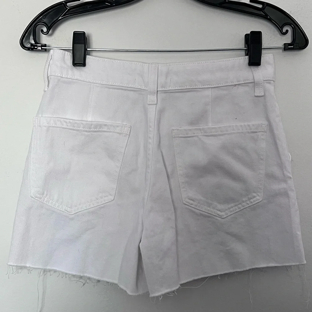 Francesca's White Three-Button Denim Skort